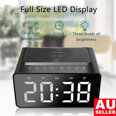 $44.82 • Buy Digital Alarm Clock Radio W/Bluetooth Speaker USB Wireless Charger LED Display