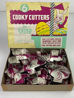 Vintage Easter Cookie Cutters By Cooky Cutters Made Of Metal Set 6 Original Box • $12.99