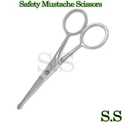 3.5  Mini Curved Mustache Nose Ear Hair Remover Scissors Trimmer W/ Safety Tips • $6.99