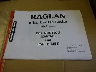 Raglan 5  Lathe Instruction Manual Copy • £24