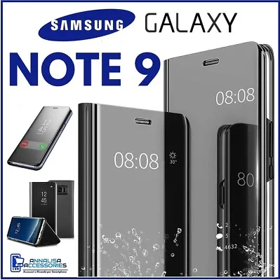 For SAMSUNG GALAXY NOTE 9 CLEAR VIEW FLIP CASE SMART BOOK MIRROR LUXURY COVER • $15.29