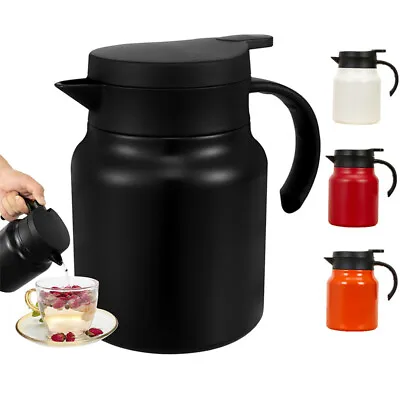 1L Thermal Coffee Carafe Jug Stainless Steel Insulated Tea Pot With Tea Strainer • £13.99