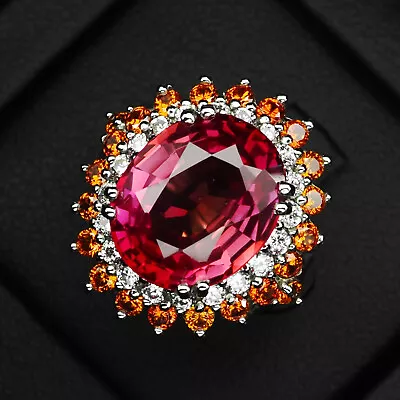 Striking Pink Padparadscha Sapphire 10.30Ct 925 Sterling Silver Rings Size 6.75 • $27.99