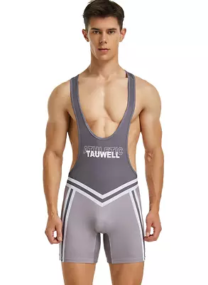 £20.95 • Buy Mens Medium Grey Stripe Panel Sexy Lycra Cycle Wrestling Singlet Bodysuit Gay UK