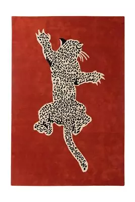 Climbing Leopard Rug Handmade Tufted Kids Area Rug Designer Rug Woolen Carpetrug • $210