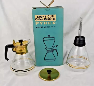 Vintage Pyrex Vacuum Coffee Maker MCM 8 Cup Glass Regent Model NV-8 Original Box • $69.95