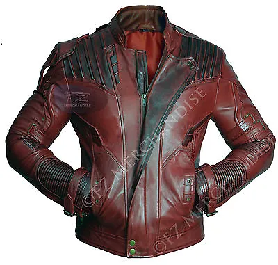 Guardians Of The Galaxy 2 Star Lord Chris Pratt Maroon Real Leather Jacket • $104.99