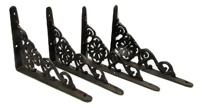 Set Of 4 Cast Iron Shelf Brackets SMALL 6.25 X 4.25 Hangers New Antique Style • $31.95