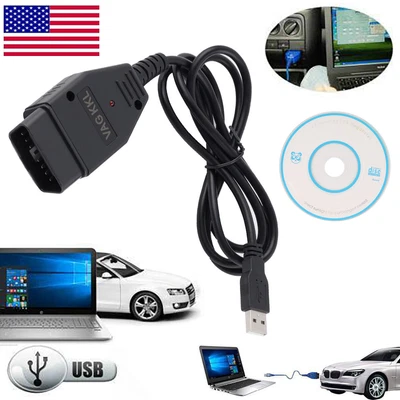 $12.68 • Buy For VW For Audi VAG-COM VCDS Scanner OBD2 KKL CH340 409.1 Test Line AUB Cable,