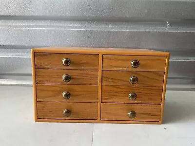 8 Drawer Paul Frankl Brown Solid Wood Chest Dresser Room Furniture Brass Knob • $49.99