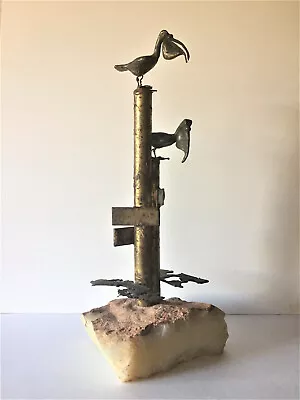 CURTIS JERE Birds Pelicans  Bronze Sculpture  Mid Century Holywood Regency • $350