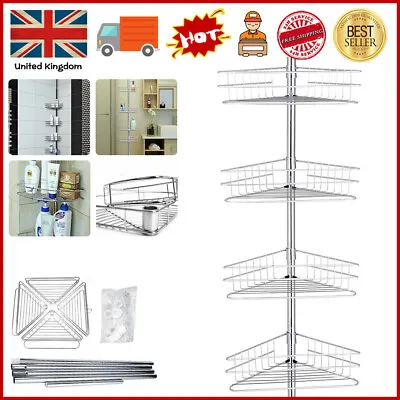 £5.59 • Buy 4 Tier Telescopic Bathroom Wall Corner Shelf Rack Shower Caddy Storage Organizer