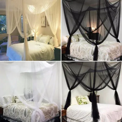 4 Corners Post Bed Canopy Curtain Mosquito Net Or Frame Single Double King K • £14.99