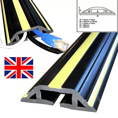 Floor Cable Cover Protector | Rubber SafetyTrunking | Wire Lead Trip Bumper • £10.99