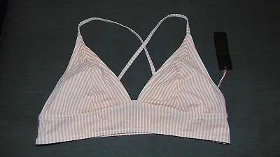 Faith Bikini Top Stripe Non-Wired Non-Padded Longline 16 Lt Pink (Peach) MixBNWT • £11.99