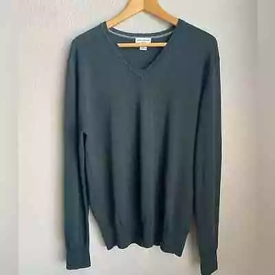 Spier & Mackay 100% Merino Wool V - Neck Pullover Long Sleeve Sweater Green Lg • $30
