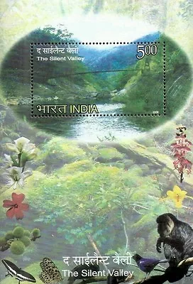 India Sillent Valley 2009 Flower Fauna Monkey Butterfly Bird Orchid (MS) MNH • $11