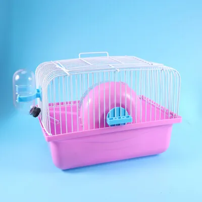  Small Animal Toys Pet Travel Hampster Wheel Iron Wire Cage Hamster • £16.38