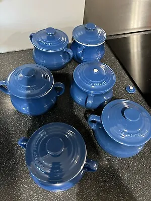 6x LE CREUSET COBALT BLUE 0.5L MINI BEAN SOUP BOWLS/CASSEROLE POTS • £65.40