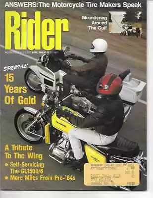 Rider Motorcycle Magazine April 1990 Tribute To The Wing GL1000 To The GL1500/6 • $12.99