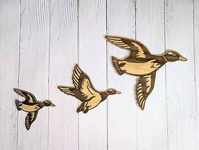 Wooden Flying Ducks Wall Art | Eco-friendly Decor | Set Of 3 Sizes Available • £42.39
