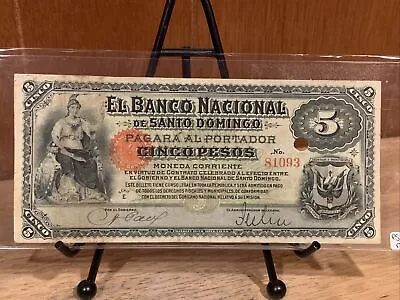 Dominican Republic 5 Pesos Banco Nacional De SD PS132 ND 1889 2 Yr Type +Signed+ • $329.99