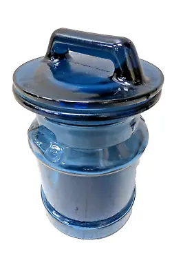 Vintage LE Smith Cobalt Blue Glass Milk Can Canister Apothecary Storage Jar 7.5  • $21.99