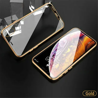 360° Full Magnetic Metal Frame Front + Back Tempered Glass Slim Phone Case Cover • $7.99