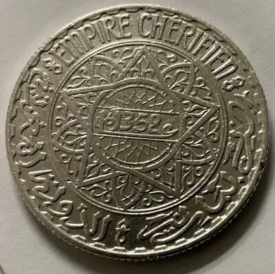 1933  (ah1352) Morocco 10 Francs Silver • $20