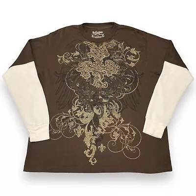 Y2K MMA Elite Style Top Grunge Skull Wings Skeleton Long Sleeve Thermal Tee XL • $29.99