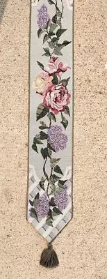 Vintage Wall Hanging Tapestry Bell Pull Lilac Time Florals 50 In • $24.97