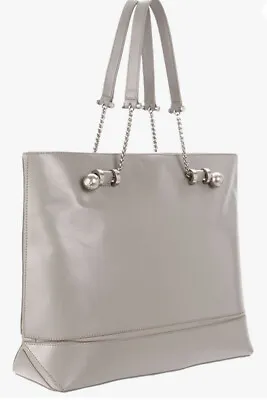$60.99 • Buy Z Spoke By Zac Posen Leather Darling Tote Bag Gray Silver Zip