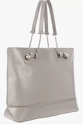 Z Spoke By Zac Posen Leather Darling Tote Bag Gray Silver Zip • $60.99