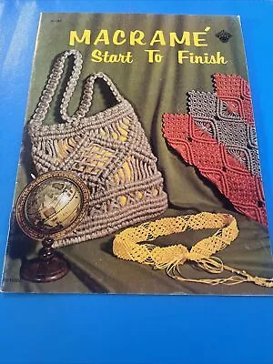 Macrame Pattern Book / Booklet 1971 Start To Finish H-193 Necklace Hand Bag Belt • $4.99