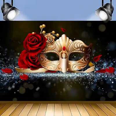 Carnival Masquerade Ball Mask Party Backdrop Photo Background Banner Supplies • $15.11