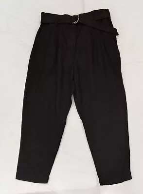 Women's M&S Trousers Black Linen Tapered NEWF2 • £7.99