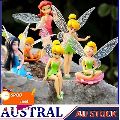 6pcs/Set Tinkerbell Fairies Princess Peter Pan Figures Toy Cake Topper Decors • $12.84