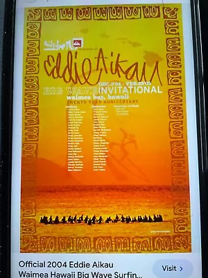 EDDIE AIKAU WOULD GO 2004-2005 Waimea Hawaii Surf Contest Poster Quiksilver NEW • $17.50