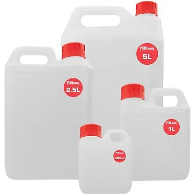 500ML 1L 2.5L 5L Litre Plastic Jerry Can Bottle Water Container Tamper Red Caps • £8.75