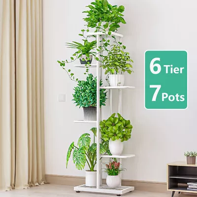 6 Tier Metal Flower Plant Pot Display Stand Rack Corner Shelf Indoor Outdoor AU • $32.29