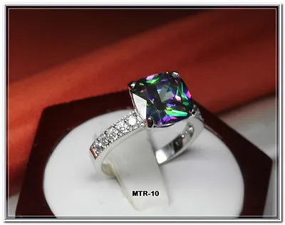 9.56 Carat Princess Cut Cz Mystic Topaz With Cz Accents Fashion Ring~mtr10-max-f • $17.31