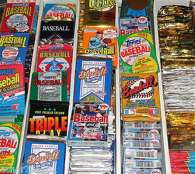 HUGE Lot Of 100 Unopened Old Vintage Baseball Cards In Wax Cello Rack Packs • $10.60