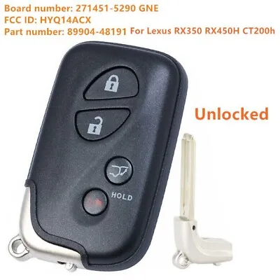 $48.98 • Buy Replacement For Lexus RX350 10 11 12 2013 2014 2015 Smart Key Fob HYQ14ACX 5290