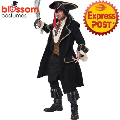 CA144 Deluxe Pirate Captain Of The Caribbean Captain Jack Sparrow Mens Costume • $77.74