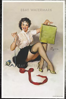 1960's Elvgren Authentic Pin-Up Poster Art Print Christmas Present - 11x17  • $14.99