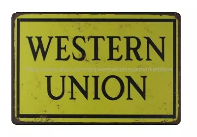 Vintage Pop Shop Banners Western Union Metal Tin Sign • $18.93