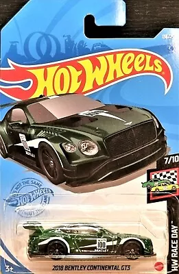 Hot Wheels 2021 2018 Bentley Continental GT3 Racing Green #133 HW Race Day 7/10 • $7.95