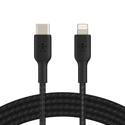 $15.99 • Buy Belkin Braided USB-C To Lightning Cable (1m, Black) CAA004bt1MBK