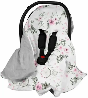 CAR SEAT BABY KIDS BLANKET REVERSIBLE WRAP SOFT DOUBLE SIDED Grey/ Dream Catcher • £19.99