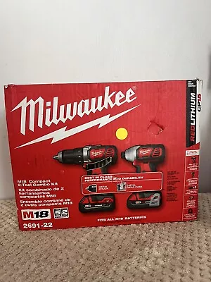 Milwaukee 2691-22 M18 18V Cordless Li-Ion Drill Driver / Impact Driver Kit • $139.99